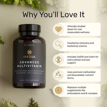 Advanced Multivitamin for Men & Women - Methylated, 60 Tablets | One tablet a day covers the lot, in the active forms your body can use straight away. With CoQ10, D3 and K2.